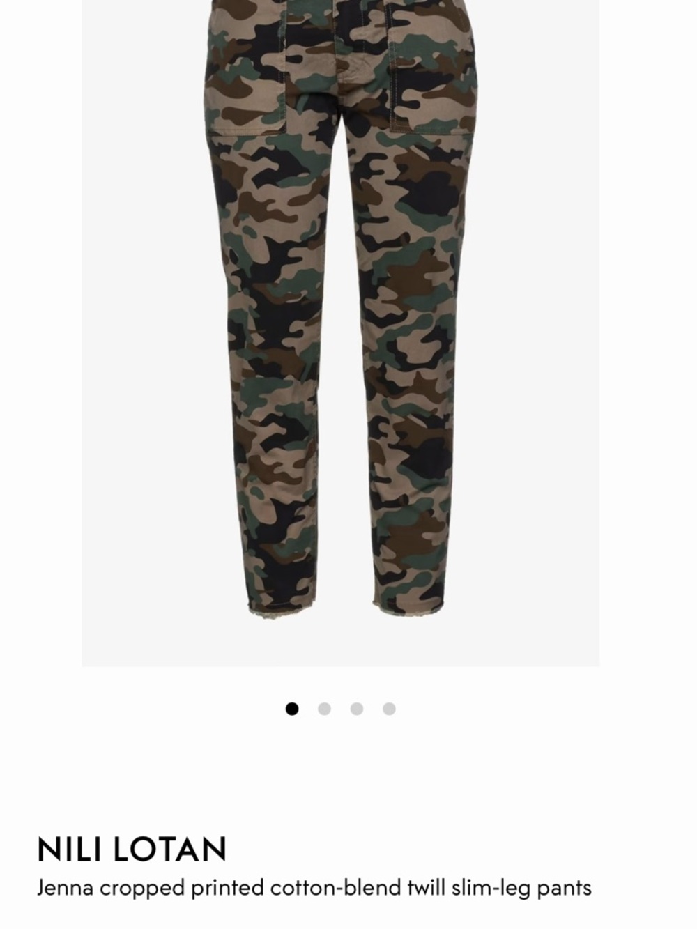 Nili Lotan Jenna Camo Cropped Pants Slim Leg Size 2 Green Brown